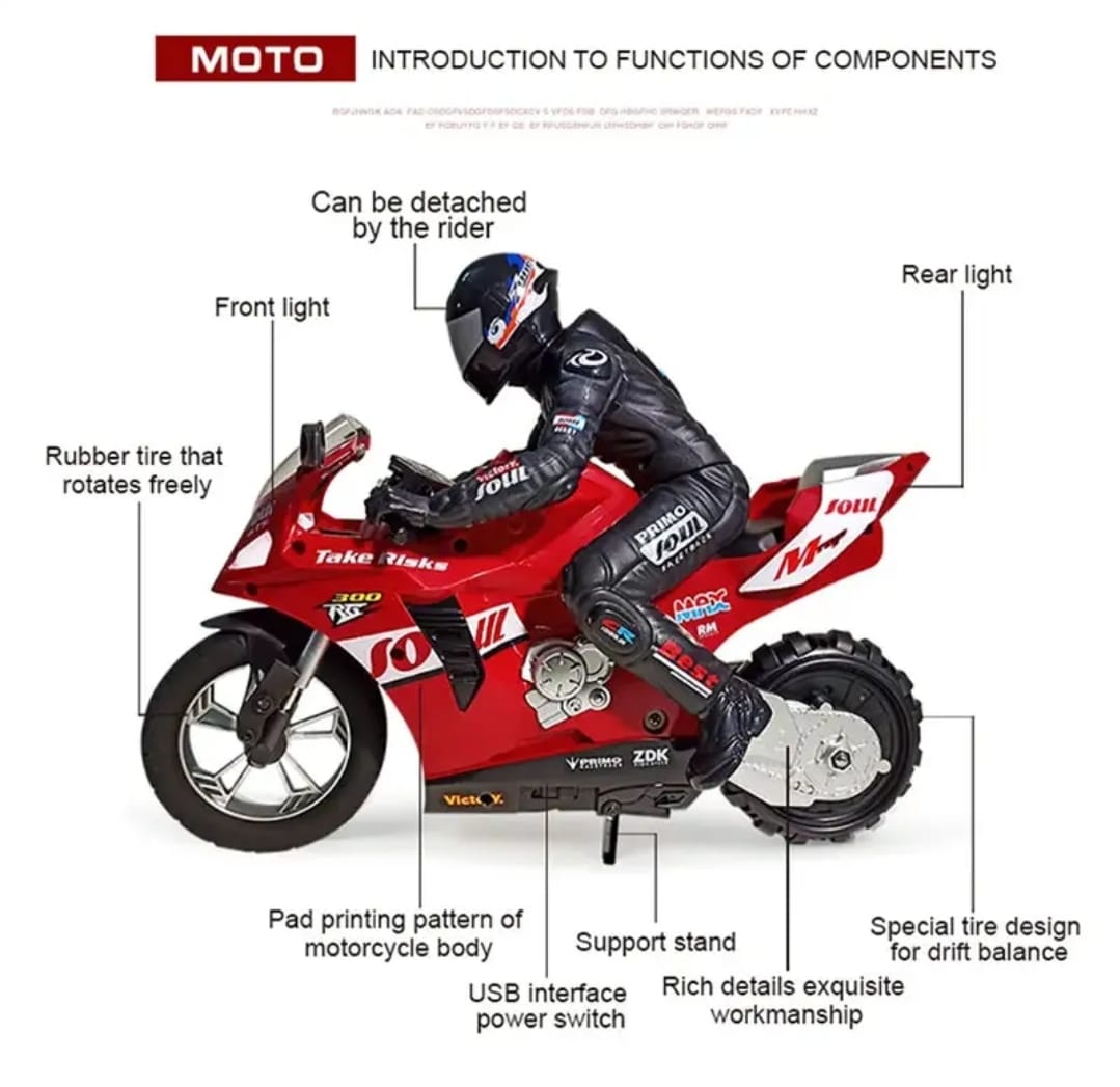 MOTOCICLETA DE JUGUETE MOTO CONTROL REMOTO 2.4 GHZ AZUL - 9