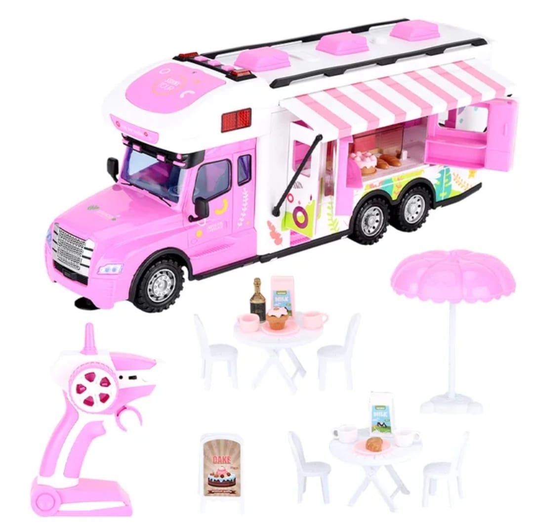 AUTO CONTROL REMOTO MARAVILLAS VALDIVIA ROSADO CAMION LUCES Y SONIDO FOOD TRUCK - 1