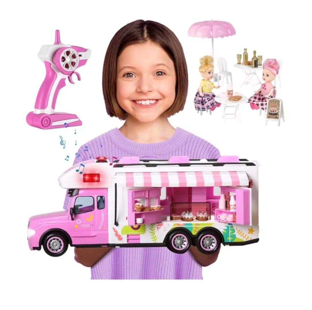AUTO CONTROL REMOTO MARAVILLAS VALDIVIA ROSADO CAMION LUCES Y SONIDO FOOD TRUCK - 3