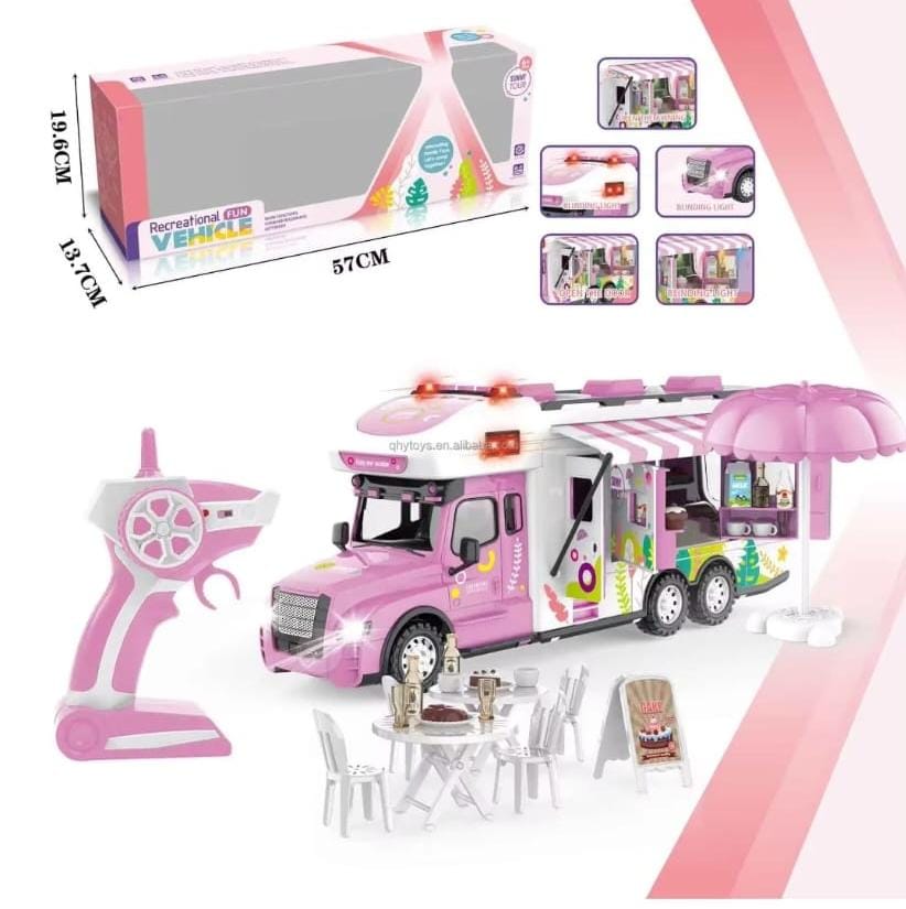 AUTO CONTROL REMOTO MARAVILLAS VALDIVIA ROSADO CAMION LUCES Y SONIDO FOOD TRUCK - 4
