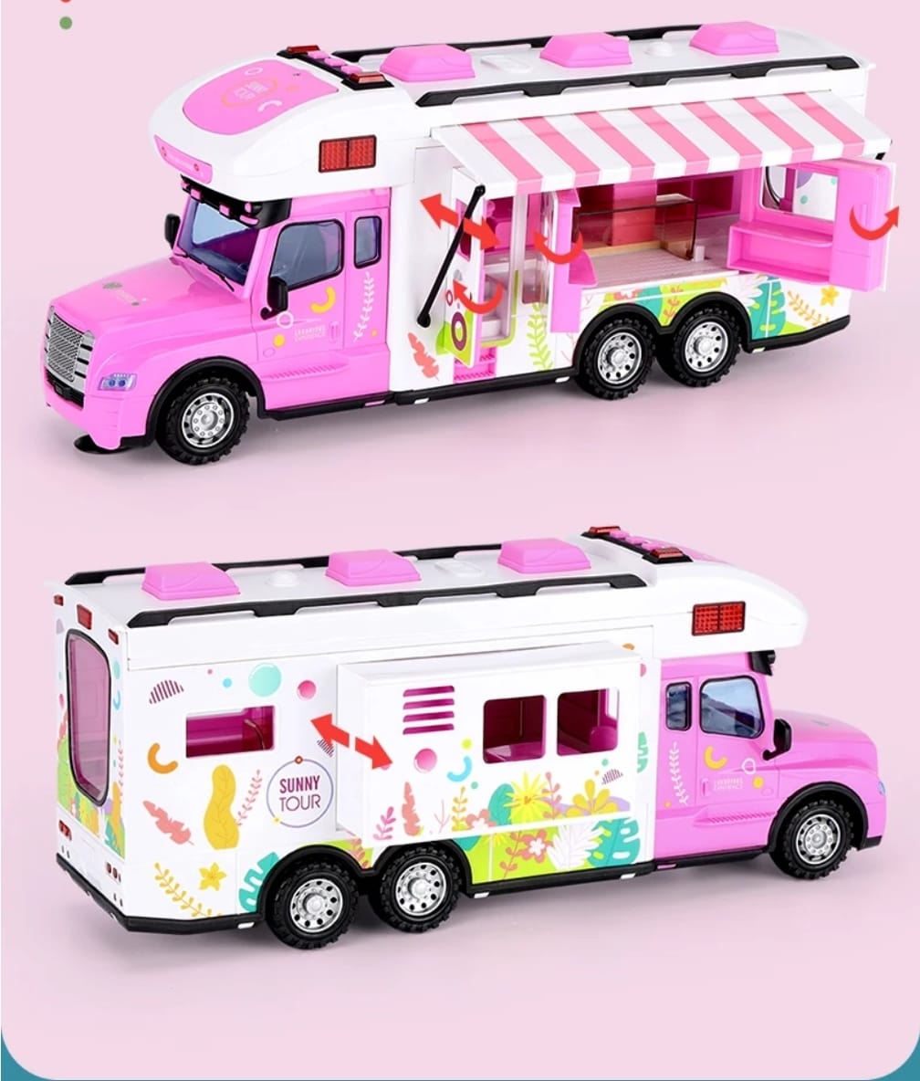 AUTO CONTROL REMOTO MARAVILLAS VALDIVIA ROSADO CAMION LUCES Y SONIDO FOOD TRUCK - 8