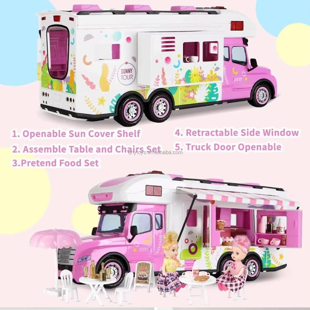 AUTO CONTROL REMOTO MARAVILLAS VALDIVIA ROSADO CAMION LUCES Y SONIDO FOOD TRUCK - 9