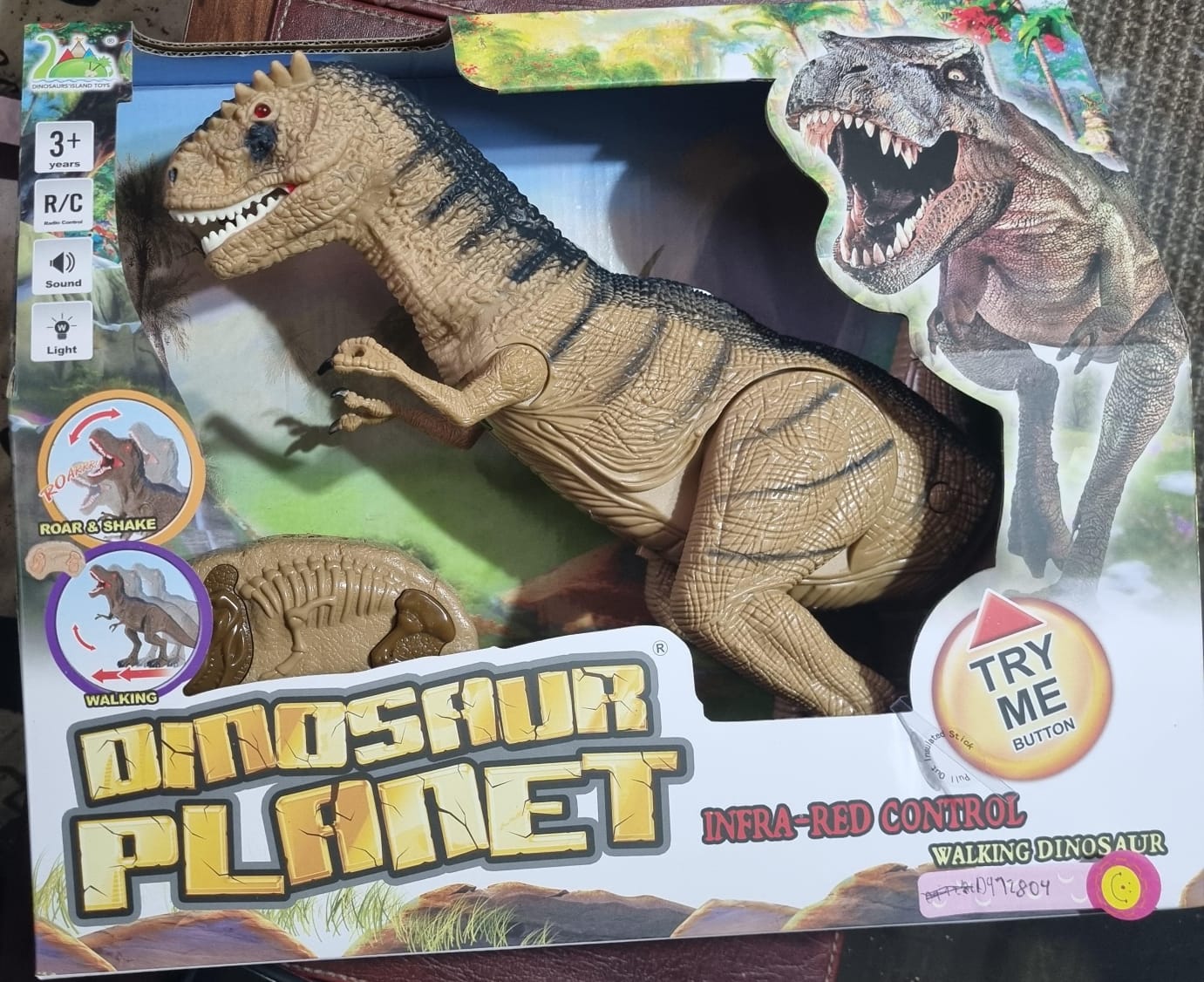 DINOSAURIO MARAVILLAS VALDIVIA CONTROL REMOTO GRANDE 52 CM LUZ Y SONIDO - 1