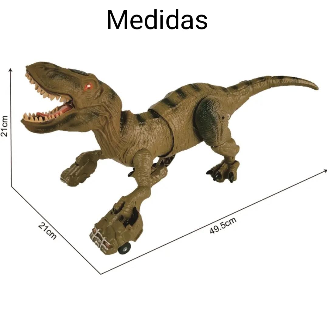 DINOSAURIO MARAVILLAS VALDIVIA CONTROL REMOTO 2.4 GHZ GRAN T-REX RECARGABLE VAPOR - 2