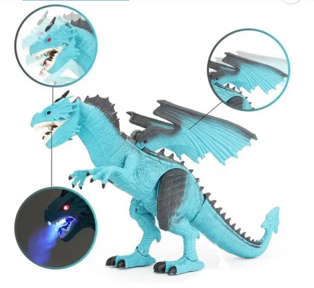DINOSAURIO MARAVILLAS VALDIVIA CONTROL REMOTO GRAN DRAGON LUZ VAPOR SONIDO - 5