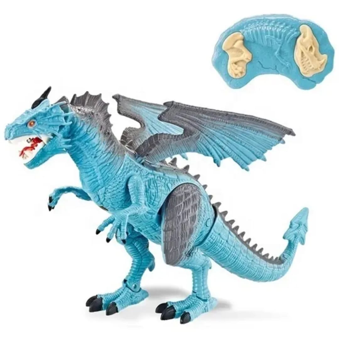 DINOSAURIO MARAVILLAS VALDIVIA CONTROL REMOTO GRAN DRAGON LUZ VAPOR SONIDO - 6
