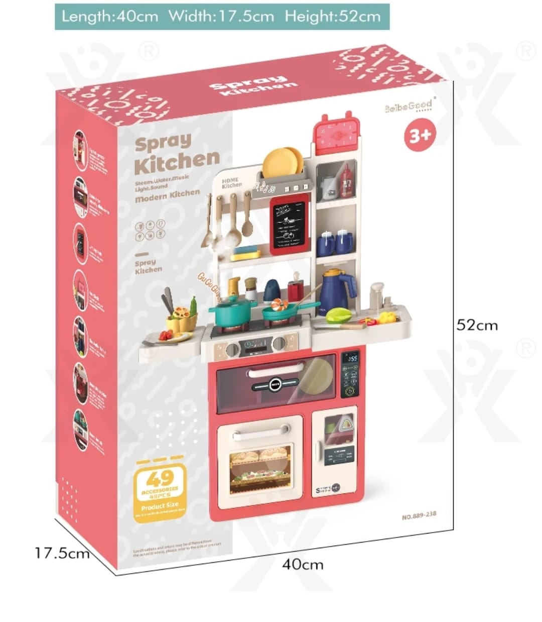 COCINA DE JUGUETE MARAVILLAS VALDIVIA 49 ACCESORIOS LUCES SONIDO AGUA SPRAY 85 CM - 3