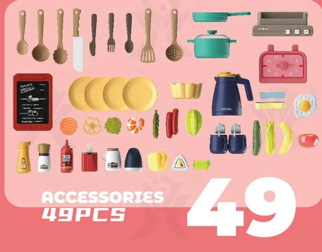 COCINA DE JUGUETE MARAVILLAS VALDIVIA 49 ACCESORIOS LUCES SONIDO AGUA SPRAY 85 CM - 8