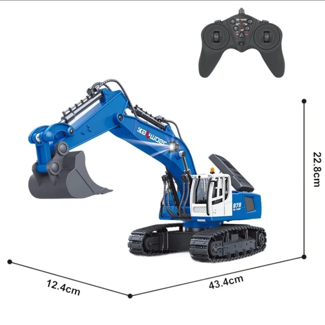 RETROEXCAVADORA CONTROL REMOTO 11 CANALES 1:18 AZUL - 4