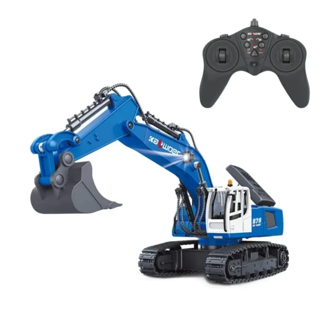 RETROEXCAVADORA CONTROL REMOTO 11 CANALES 1:18 AZUL - 5