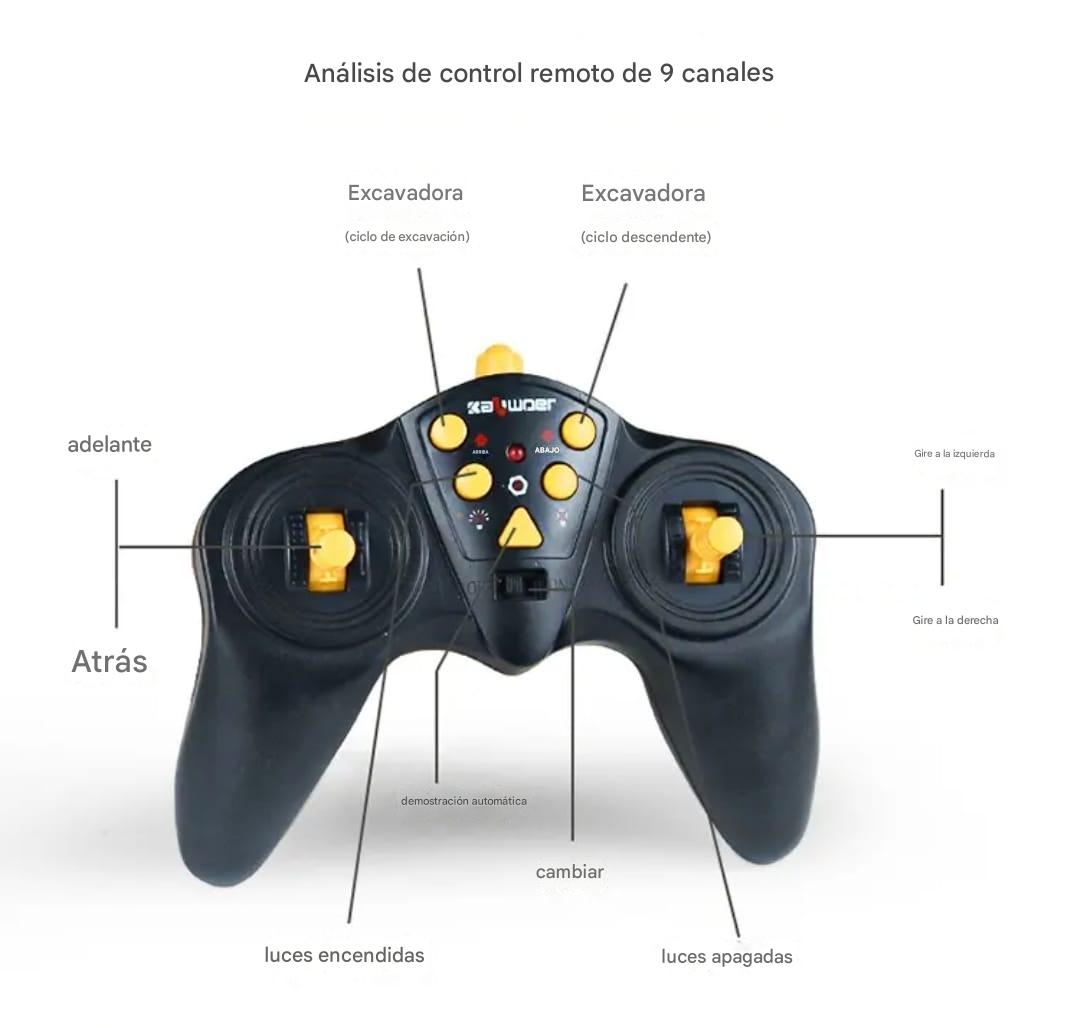 RETROEXCAVADORA CONTROL REMOTO ESCALA 1.24 AMARILLO - 5