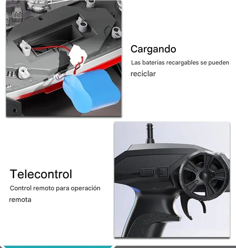 LANCHA CONTROL REMOTO, GRAN BUQUE DE 60 CM CON DOS CONTROLES - 6