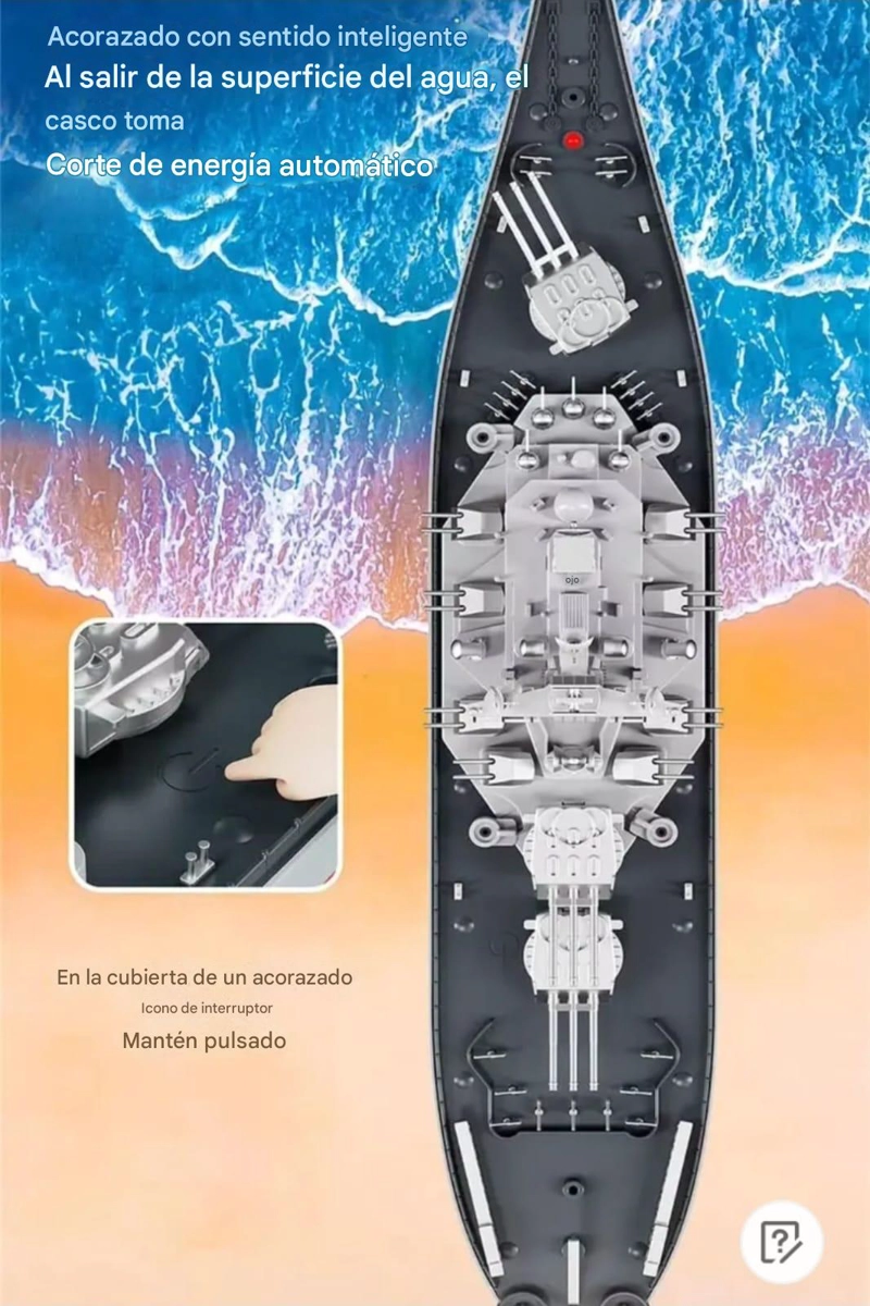 LANCHA CONTROL REMOTO, GRAN BUQUE DE 60 CM CON DOS CONTROLES - 8