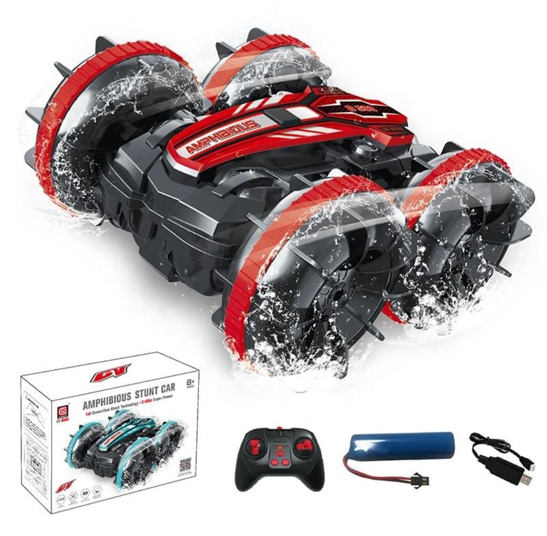 AUTO ANFIBIO 4X4 ACROBATA B500 24GHZ 1:16 DOBLE CARA ROJO - 1