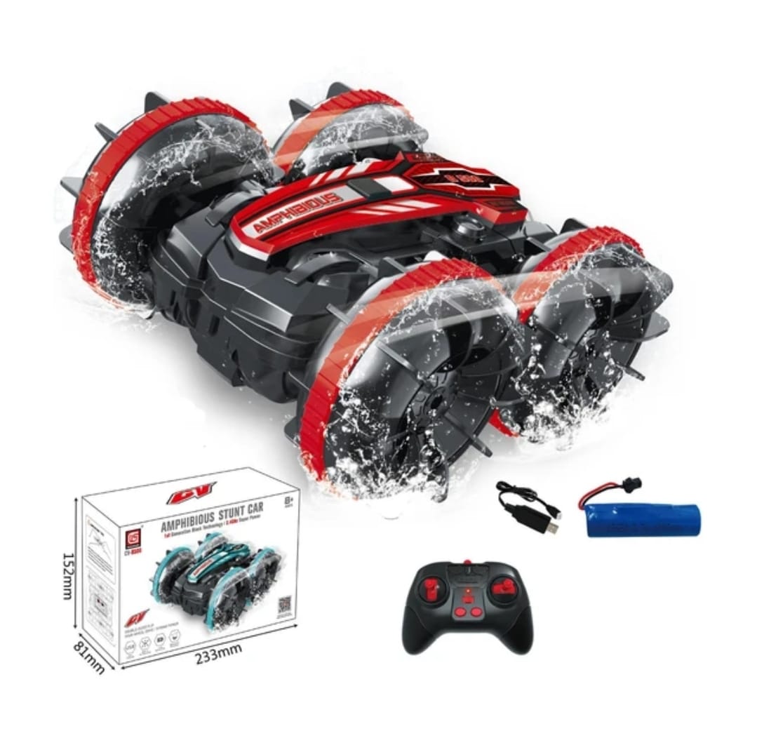 AUTO ANFIBIO 4X4 ACROBATA B500 24GHZ 1:16 DOBLE CARA ROJO - 4