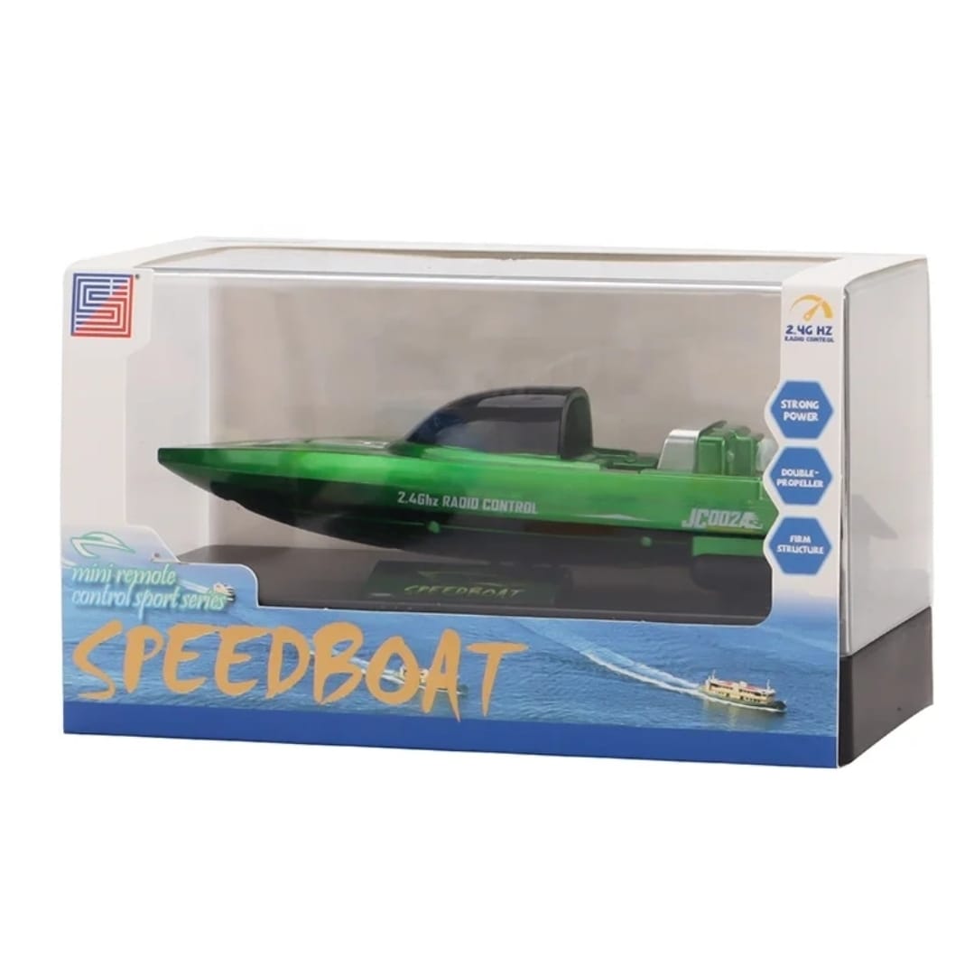 LANCHA CONTROL REMOTO MINI BOTE 2,4 BATERIA RECARGABLE VERDE - 1