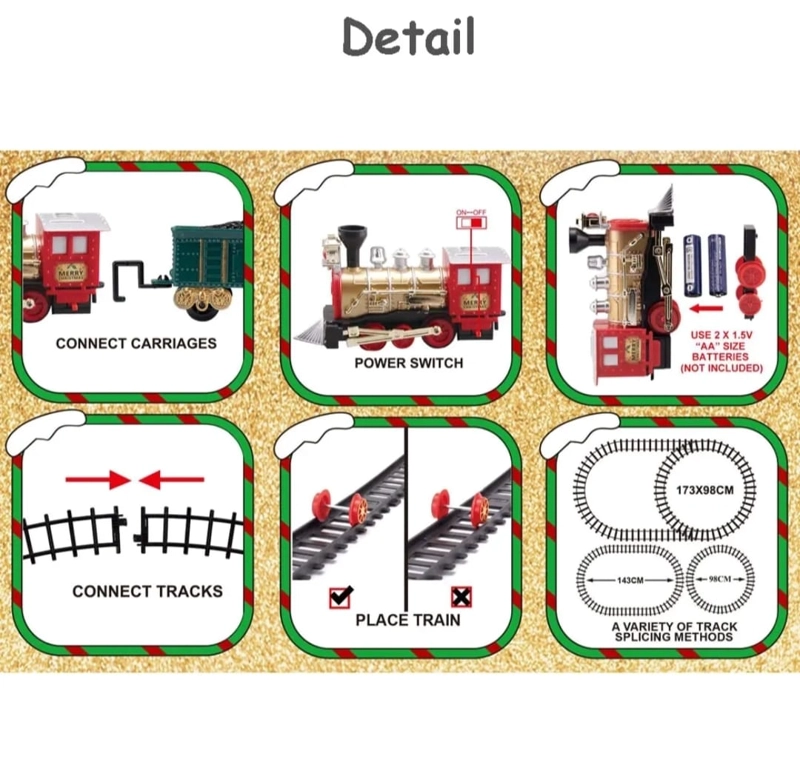 TREN DE NAVIDAD 35 PIEZAS CON LUZ Y SONIDO 572 CM DE RIELES - 2