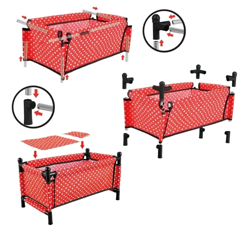 SET DE ACCESORIOS PARA MUÑECA, CUNA SILLA MECEDOR DE JUGUETE 3 EN 1, ROJO - 10