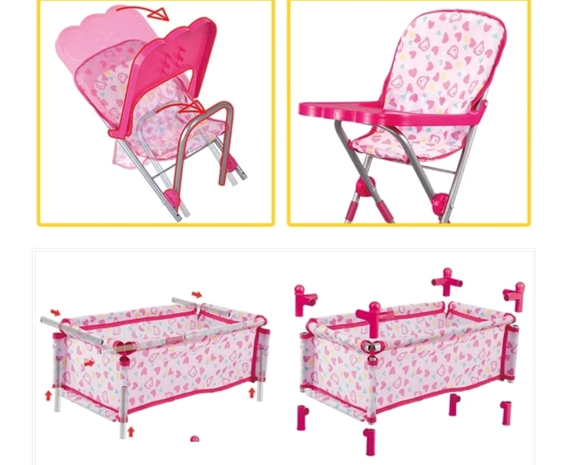 SET DE MUÑECA ACCESORIOS CUNA SILLA MECEDOR 4 EN 1 - 8