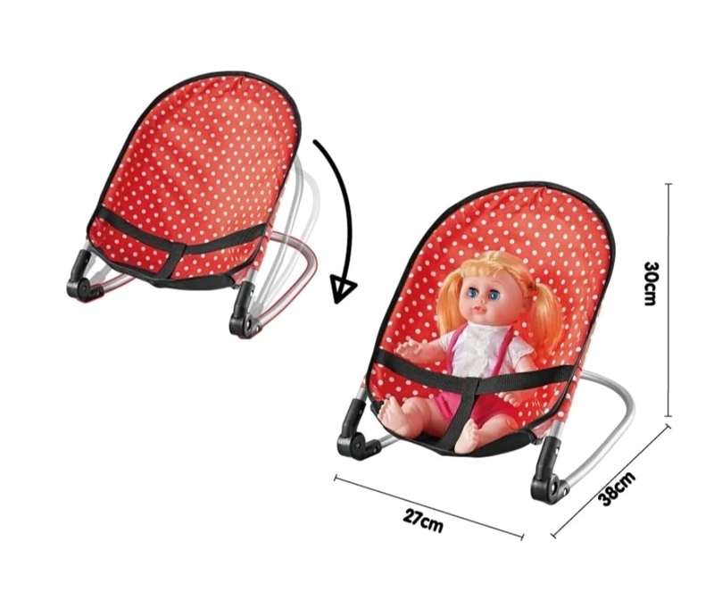 SET PARA MUÑECA, CUNA COLUMPIO SILLA Y MECEDORA 4 EN 1 ROJO - 2