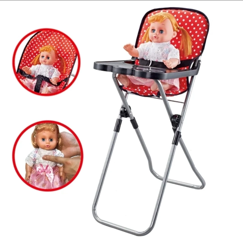 SET PARA MUÑECA, CUNA COLUMPIO SILLA Y MECEDORA 4 EN 1 ROJO - 3