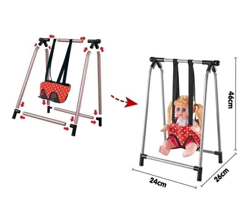 SET PARA MUÑECA, CUNA COLUMPIO SILLA Y MECEDORA 4 EN 1 ROJO - 7
