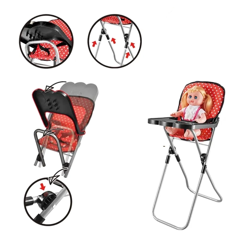 SET PARA MUÑECA, CUNA COLUMPIO SILLA Y MECEDORA 4 EN 1 ROJO - 10
