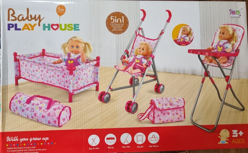 SET DE COCHE SILLA CUNA BOLSO 5 EN 1 ACCESORIOS PARA MUÑECA - 4
