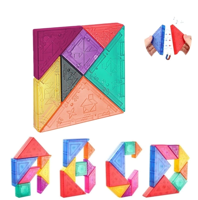 TANGRAMA DE BLOQUES MAGNETICOS 7 BLOQUES, CON 54 CARTAS - 1
