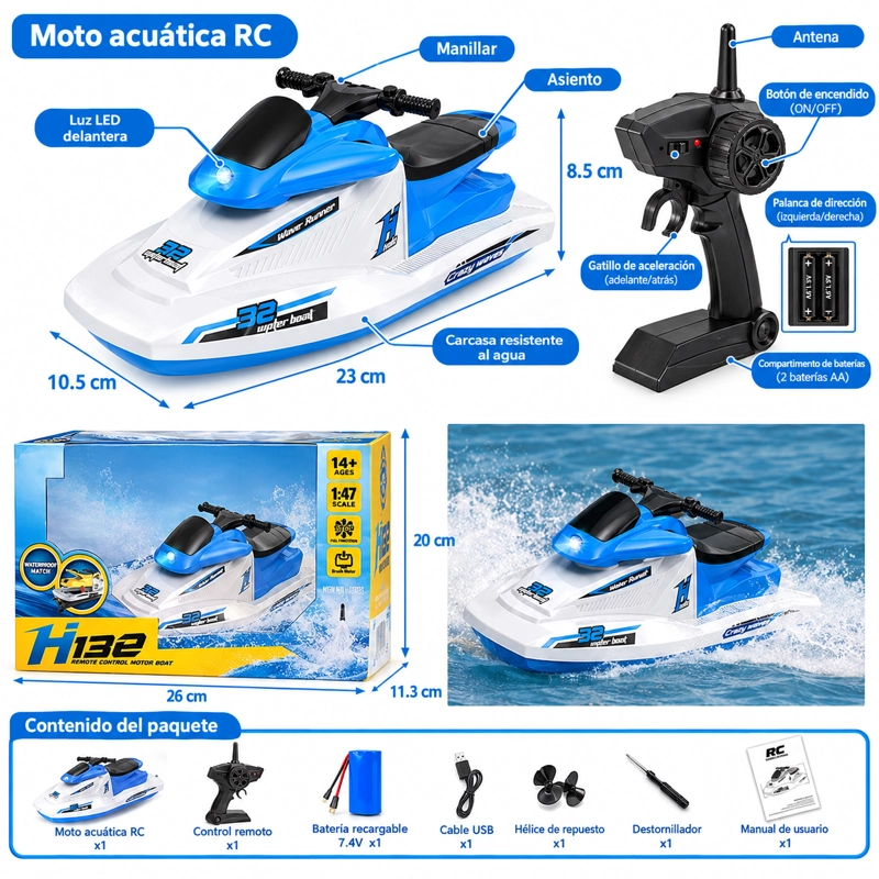 MOTO DE AGUA H132 LANCHA CONTROL REMOTO 2.4 GHZ - 4
