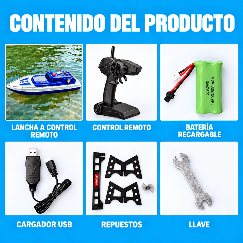 LANCHA CONTROL REMOTO H158, 15 KM MOTOR DUAL 2,4 GHZ - 3