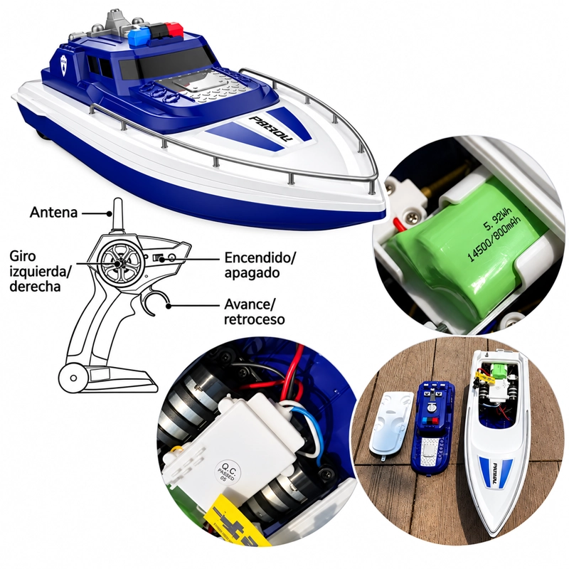 LANCHA CONTROL REMOTO H158, 15 KM MOTOR DUAL 2,4 GHZ - 4