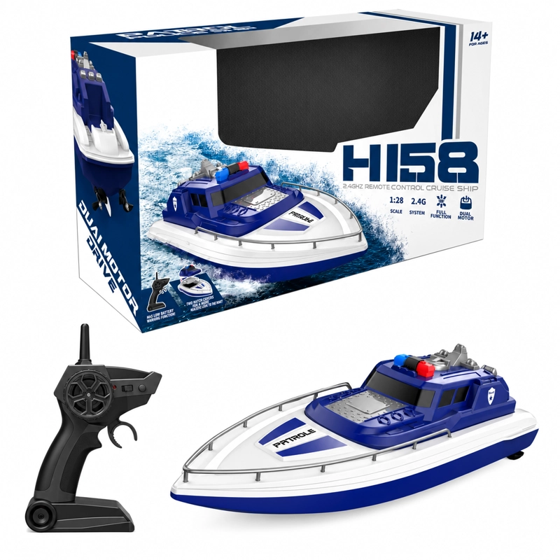 LANCHA CONTROL REMOTO H158, 15 KM MOTOR DUAL 2,4 GHZ - 5