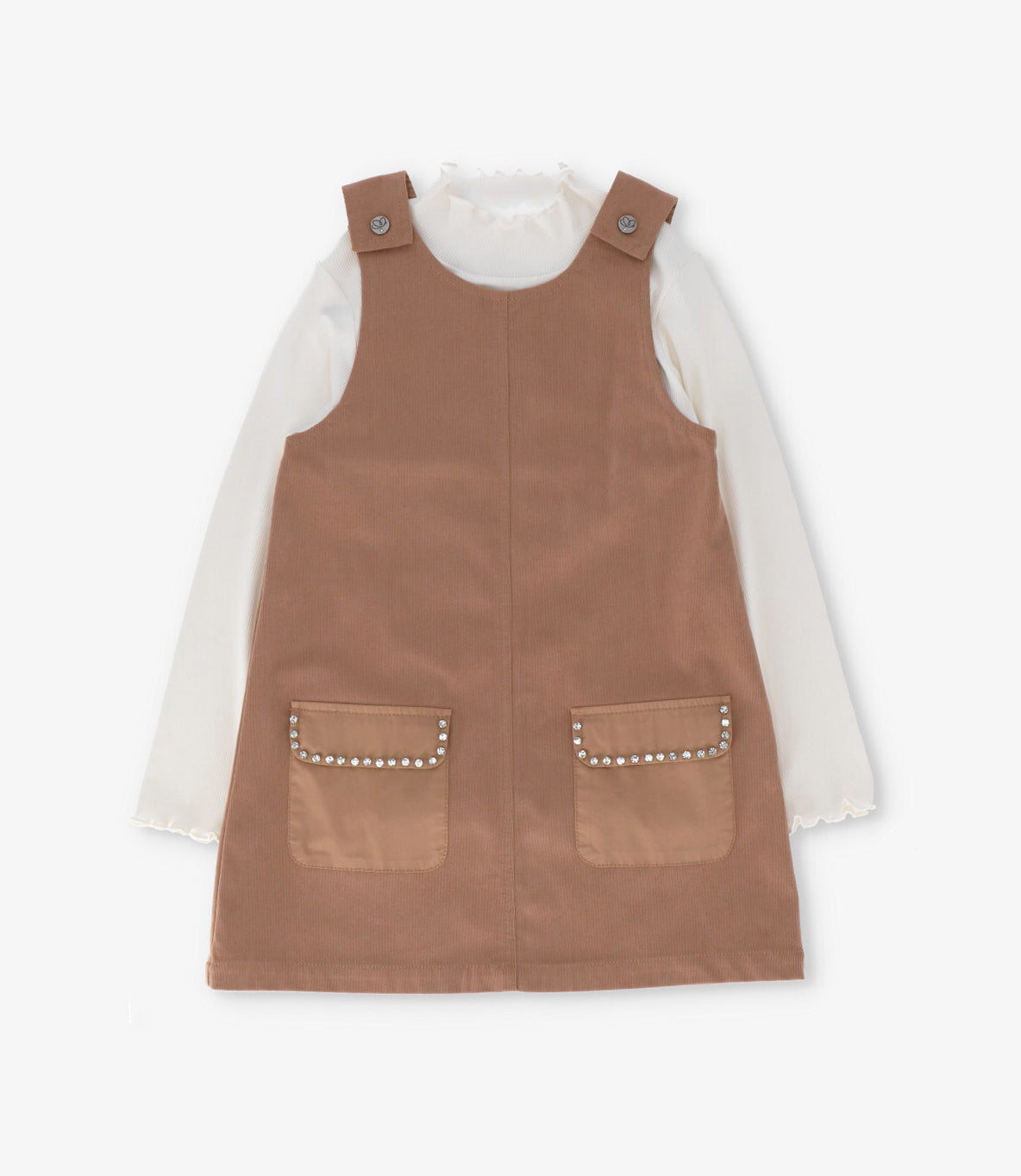 VESTIDO NIÑA DE COTELE CON POLERA L111322607 BEIGE LIMONADA - 1