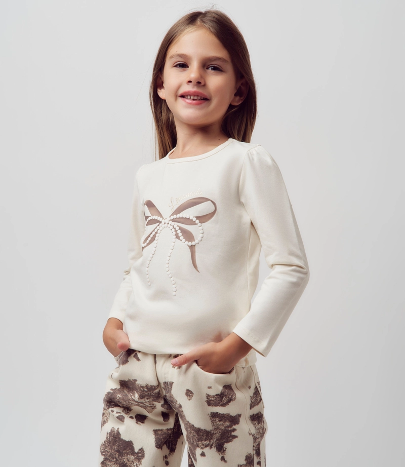 POLERA MANGA LARGA NIÑA  L110122618 CRUDO LIMONADA - 1