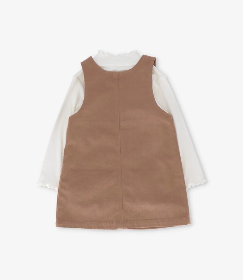 VESTIDO BEBE DE COTELE CON POLERA L121322605 BEIGE LIMONADA - 2