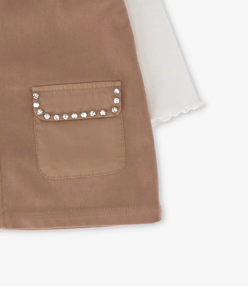 VESTIDO BEBE DE COTELE CON POLERA L121322605 BEIGE LIMONADA - 3