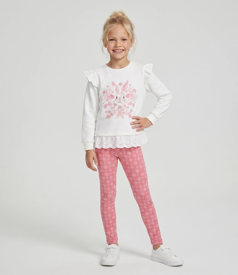 CONJUNTO POLERA Y CALZA NIÑA  L11221271903 CRUDO LIMONADA - 1