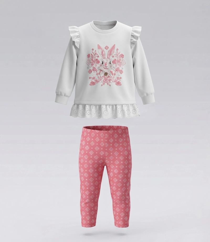 CONJUNTO POLERA Y CALZA NIÑA  L11221271903 CRUDO LIMONADA - 2