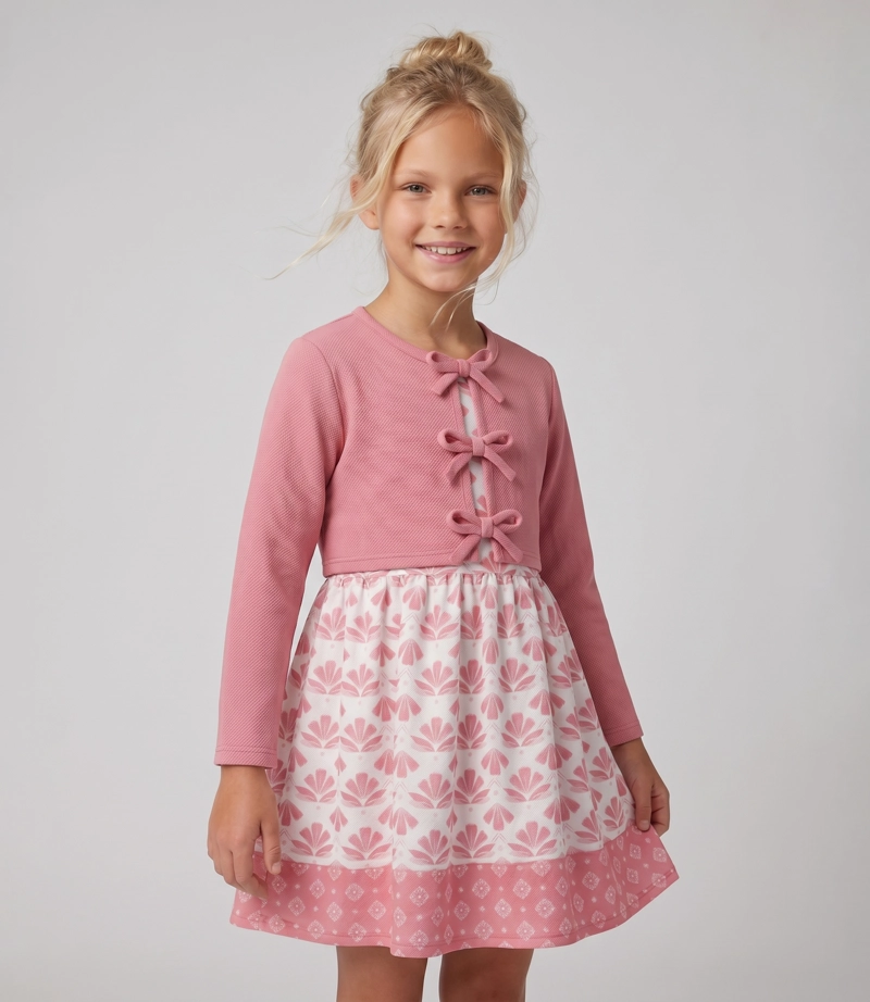 VESTIDO NIÑA  L11131270278 CORAL LIMONADA - 1