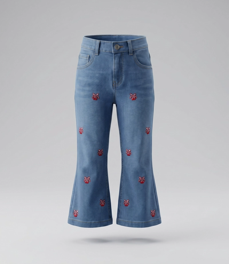 JEANS BEBE FLARE CHERRY L12111270374 DENIM CELESTE LIMONADA 9 meses