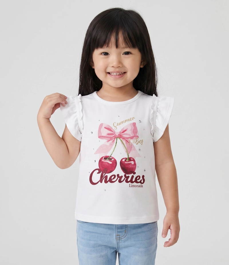 POLERA MANGA CORTA BEBE CHERRY L12021270103 CRUDO LIMONADA - 1