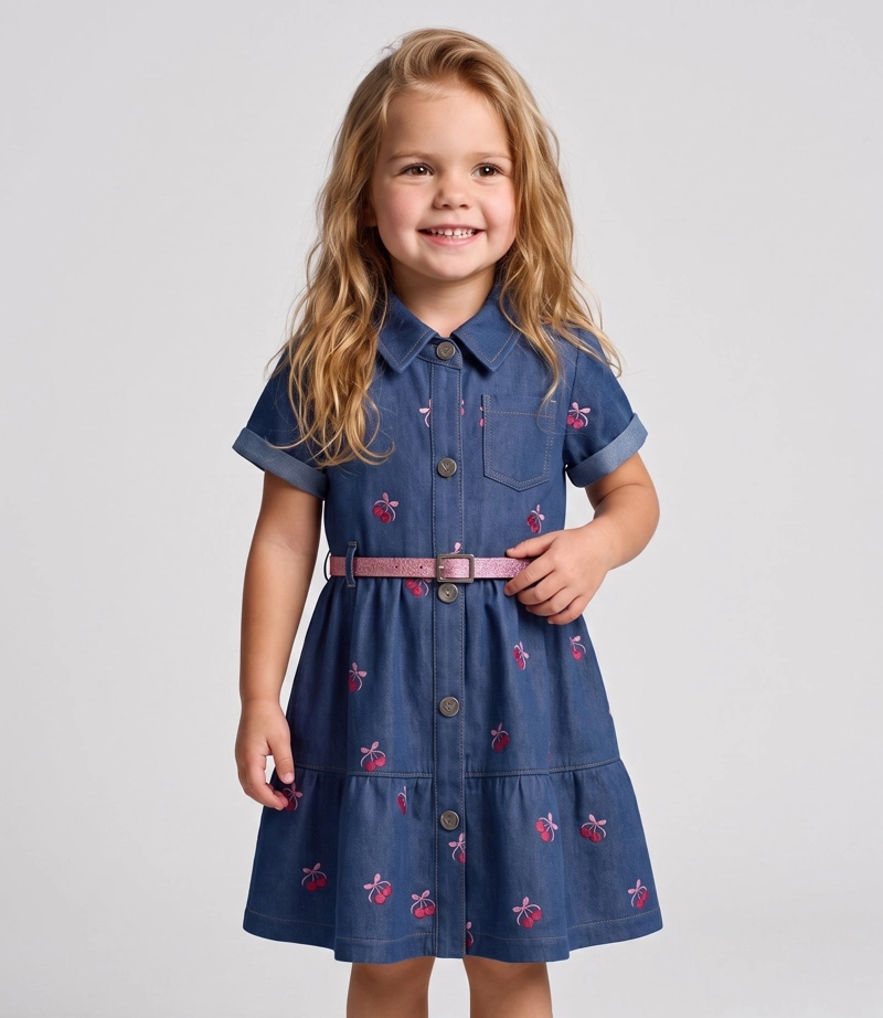 VESTIDO MANGA CORTA BEBE CHERRY L12131270709 DENIM  LIMONADA - 1