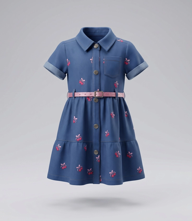 VESTIDO MANGA CORTA BEBE CHERRY L12131270709 DENIM  LIMONADA - 2