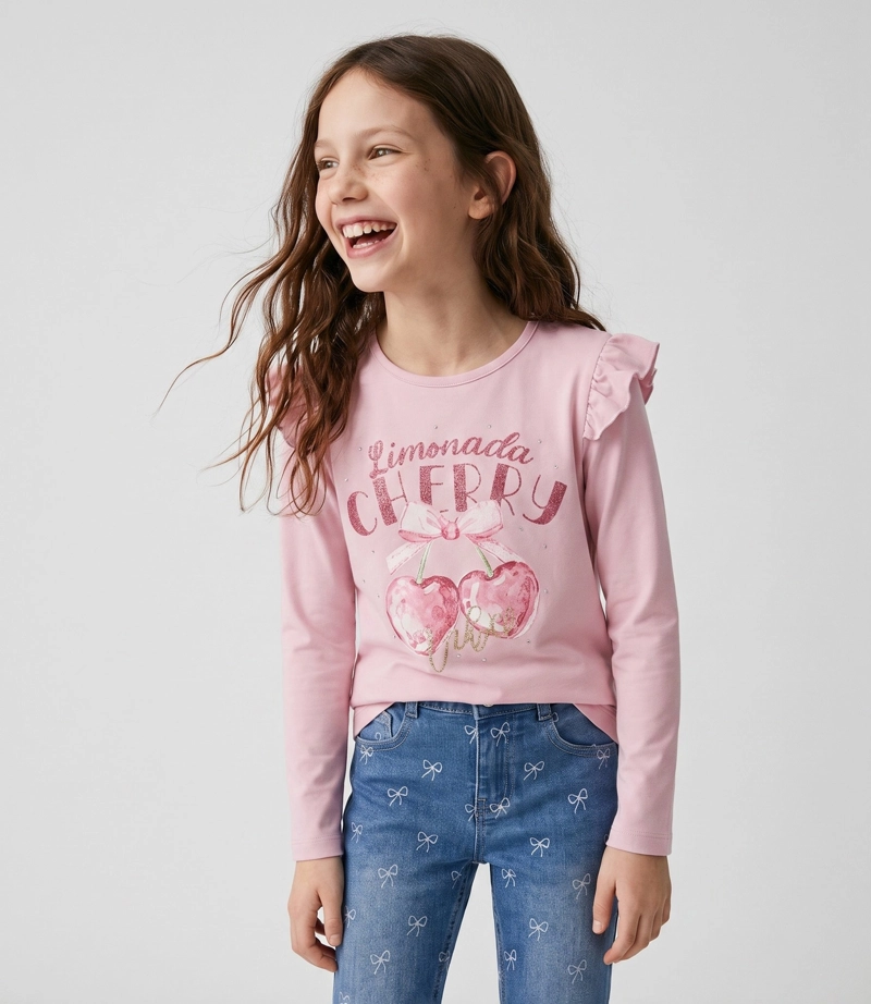POLERA MANGA LARGA NIÑA  L11011270702 ROSADO LIMONADA - 1