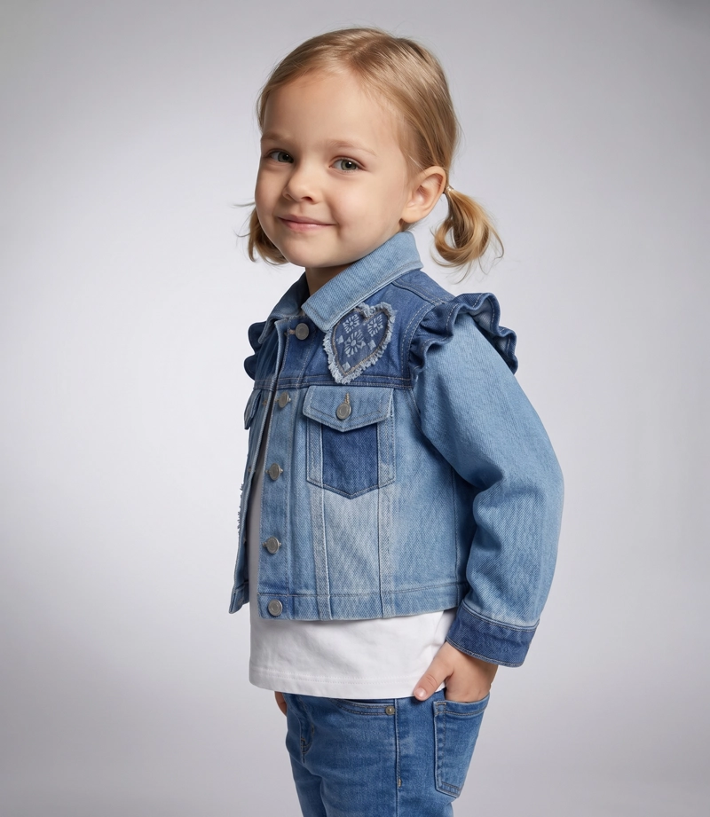 CHAQUETA BEBE CORAZONES L12071270174 DENIM CELESTE LIMONADA - 1