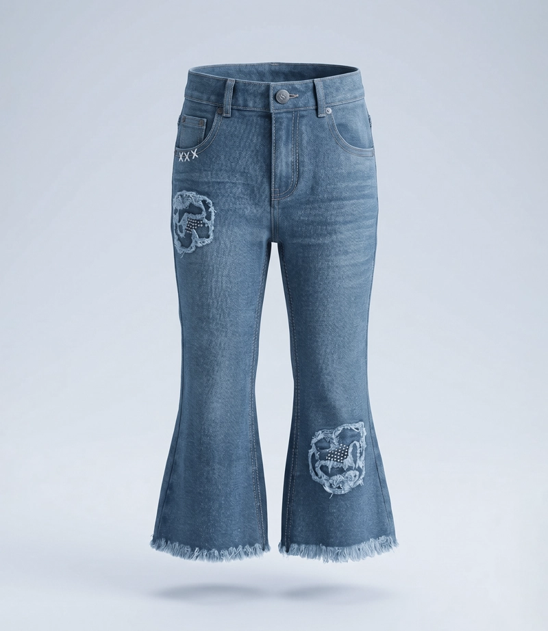 JEANS NIÑA ACAMPANADO  L11111270174 DENIM CELESTE LIMONADA - 2