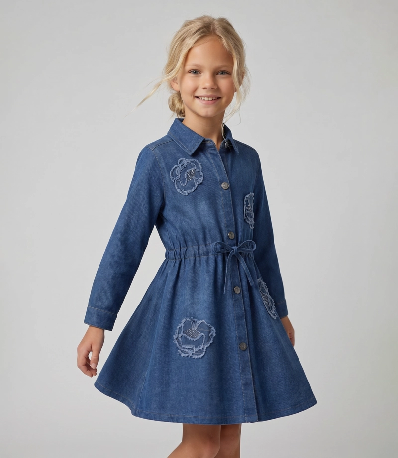 VESTIDO NIÑA  L11131270309 DENIM AZUL LIMONADA - 1