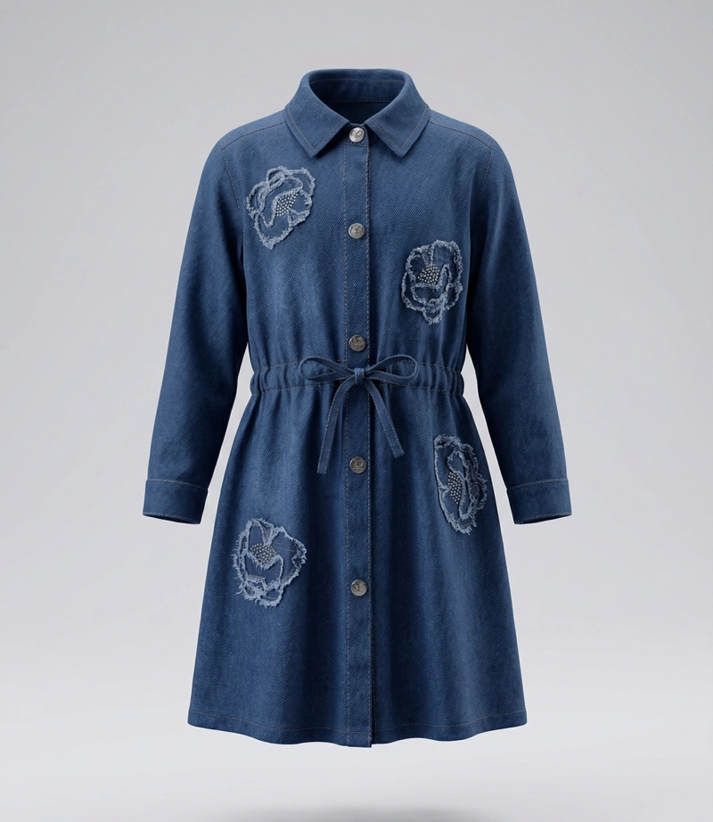 VESTIDO NIÑA  L11131270309 DENIM AZUL LIMONADA - 2