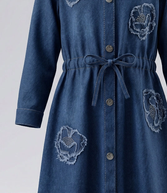 VESTIDO NIÑA  L11131270309 DENIM AZUL LIMONADA - 4